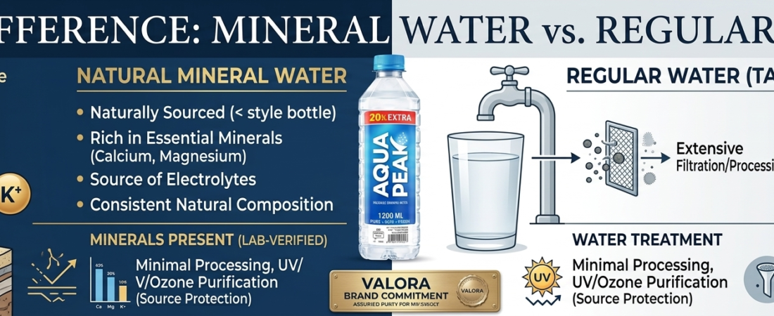 DIFFERENCE BETWEEN MINERAL WATER & REGULAR WATER